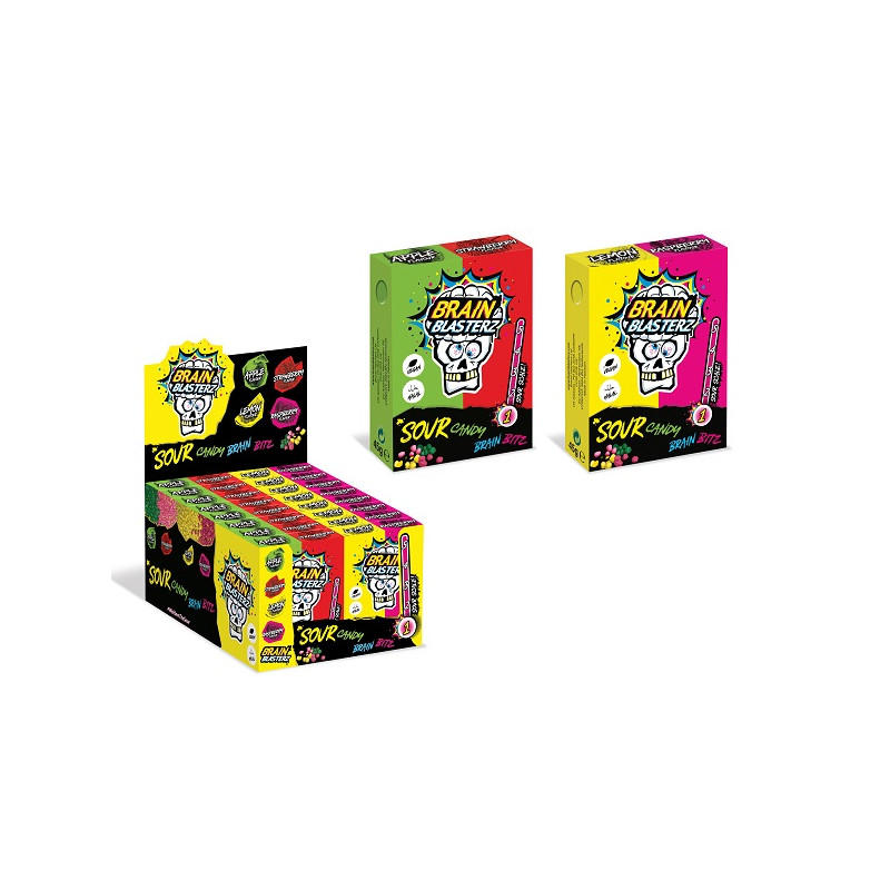 Brain Blasterz Apple Strawberry - Lemon Raspberry Sour Candy 45g